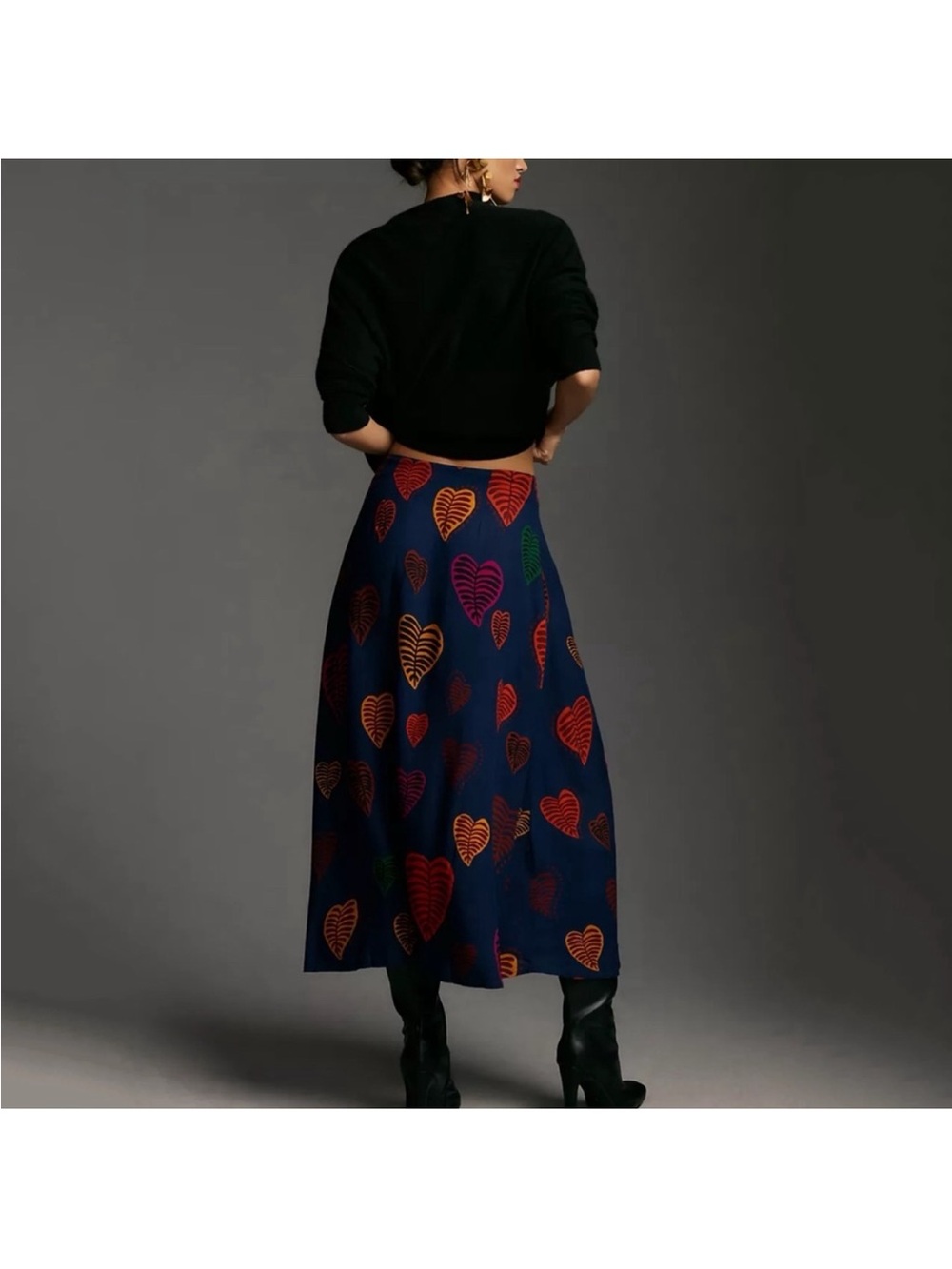 NWT Farm Rio x By Anthropologie Satin Slip Midi Skirt - Multi - Picture 5 of 12